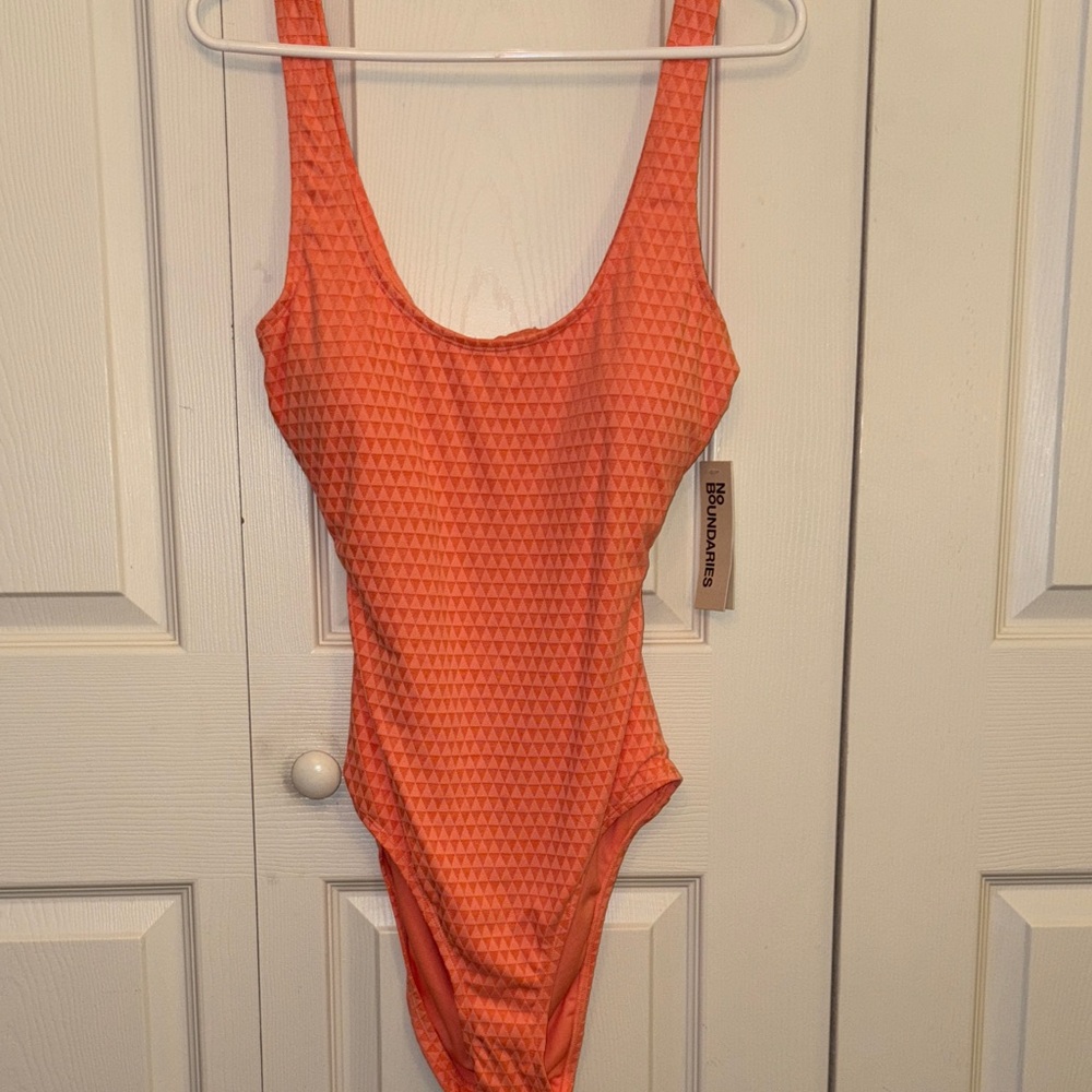 NWT Large Orange Textured One-Piece Swimsuit